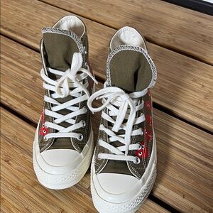 Converse x Comme des Garçons PLAY Olive High-Top Sneakers